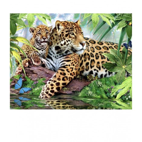 Leopard Mit Jungtieren