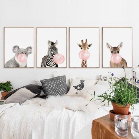 Koala - Zebra - Giraffe - Hirsch | 4 Panels